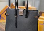 Black Mens Cross Pattern Genunie Cowhide Leather Handbag For Shopping