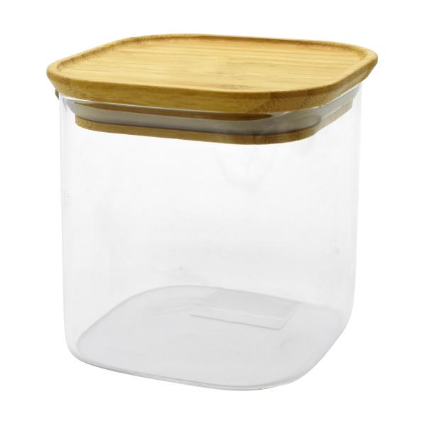 Large Borosilicate Glass Food Storage Jar Stackable Bamboo Lid Glass Storage