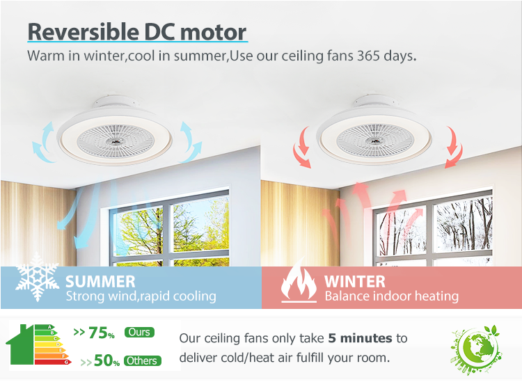 22" Blade Size CB Certificate Smart Remote WiFi Control Round Design LED Ceiling Fan