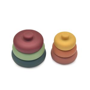 Quality Round 80mm Baby Stacking Toy 100% Food Grade Silicone Teethers wholesale