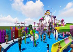 Quality Funny Interactive Fibreglass Colorful Water Slide Equipment Candy Style wholesale