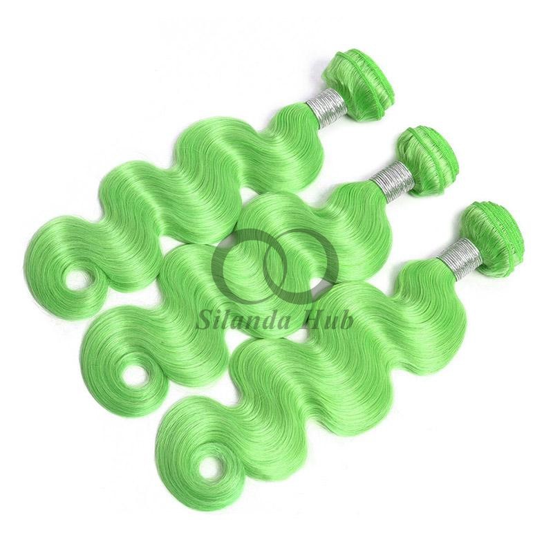 Green Body Wave Remy Human Hair Bundles Sew In Weave Bundles Brazilian Bundle Deals