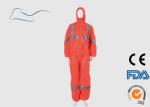 SMS Disposable Orange Overalls , Construction Use Protective Clothing Overalls