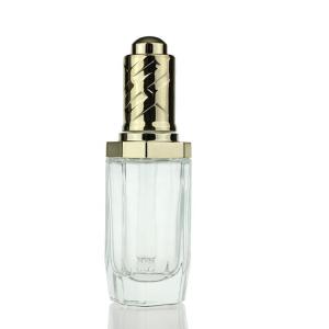 Quality Custom White Eyelash Glass Bottle With Gold Aluminum Dropper Glass Serum Bottle For Skin Care S026 wholesale