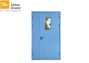 Quality Unequal Leaf Steel Fire Rated Exterior Doors With Vision Panel/Powder Coating Finish wholesale