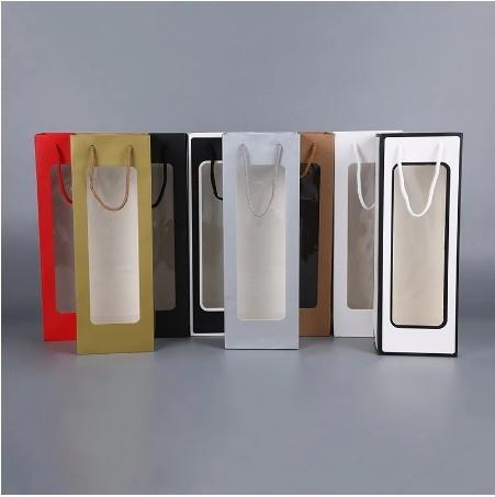 Custom Luxury Paper Prime Branded Packing Wine Bottle Bags For Whisky Alcohol