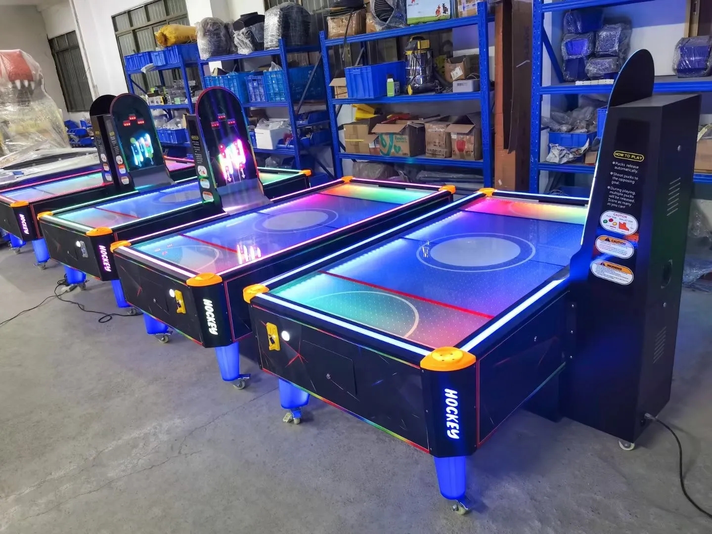 Indoor Game Arcade Air Hockey Table Metal Acrylic Plastic Material