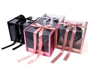 Quality 1mm 2mm 3mm Window Cardboard Flower Boxes Packaging 30x20x10cm wholesale