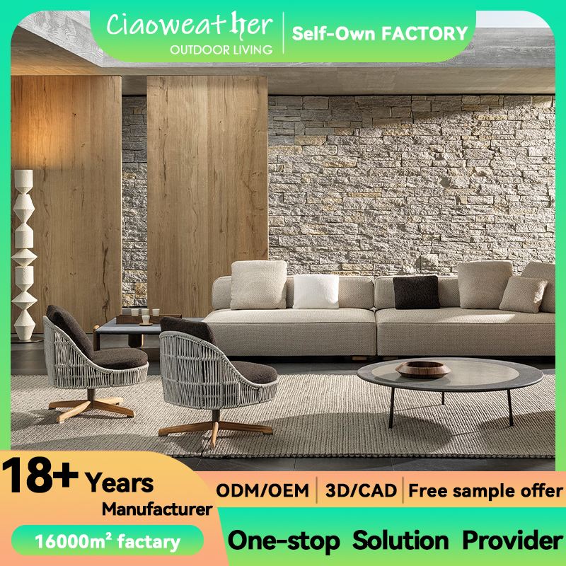 Garden Sofa Set Wood Chair Rattan Modern Sofa for Hotel Restaurant Banquet Home Coffee Fashionable Popular Outdoor