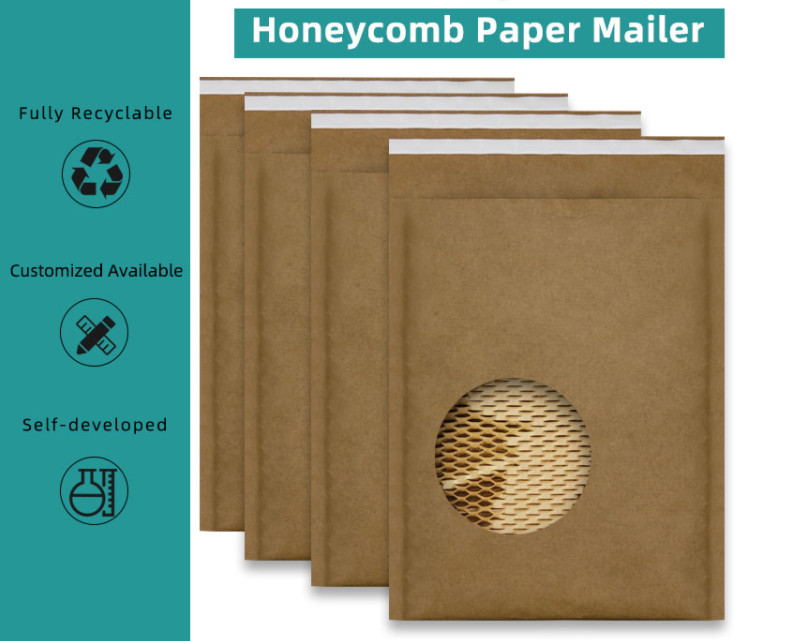 Recyclable Kraft Honeycomb Paper Padded Mailers Self Adhensive Tape
