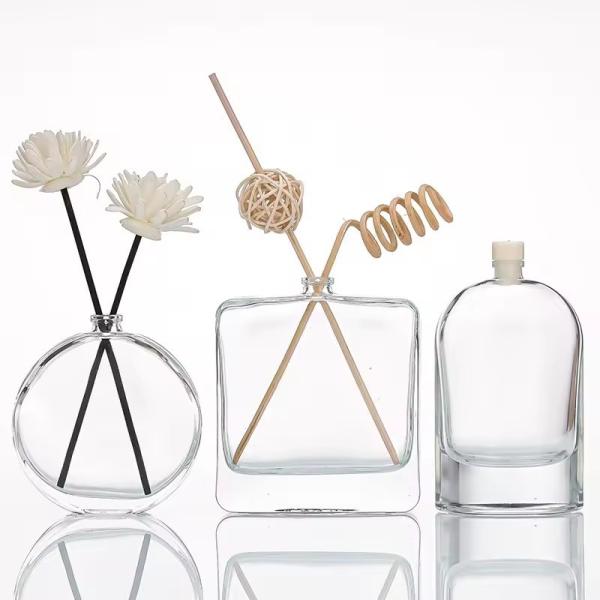 Cheap Empty 100ml Luxury Round Square Clear Glass Reed Diffuser Bottle for sale