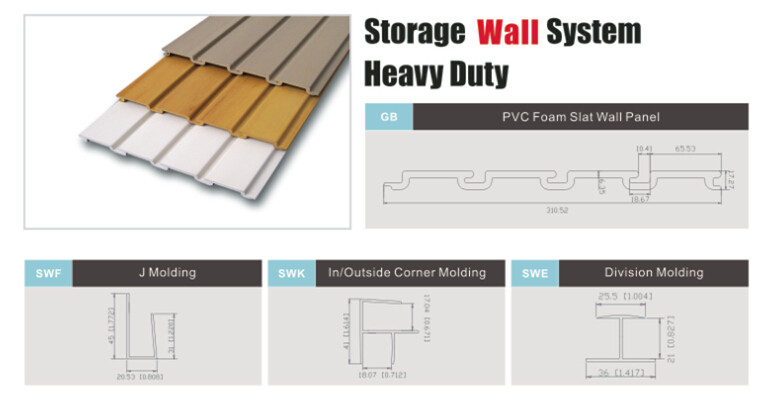 Decorative Wpc Plastic Garage Slatwall Panel Store Display Metal Basket