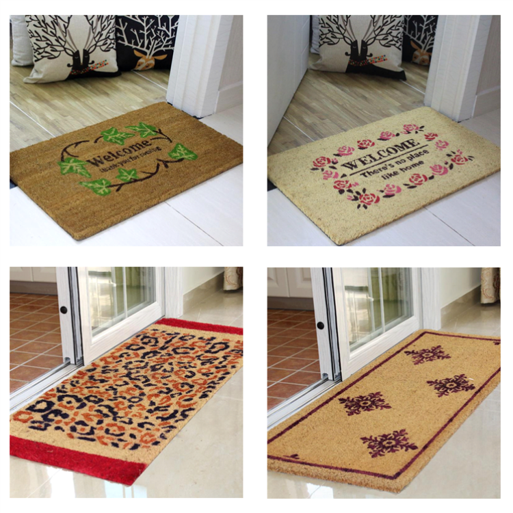 Natural Coir Doormat Machine Tufted Irregular Shape Oriental Design