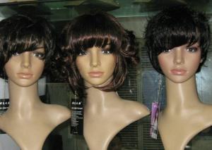 Quality Brown Petite Curly Bang Synthetic Hair Wigs 10” - 30”Length OEM ODM wholesale