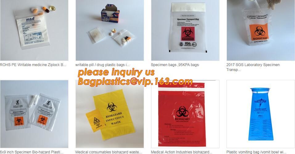 medical packaging plastic sterilized medical Zip lockk bag, block writable zip lock drug medical envelope bags, packaging