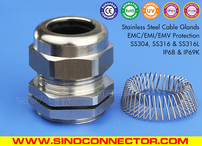 EMC/EMV Stainelss Steel Cable Glands (Cord Grips) SS304, SS316, SS316L for shielded EMC cables