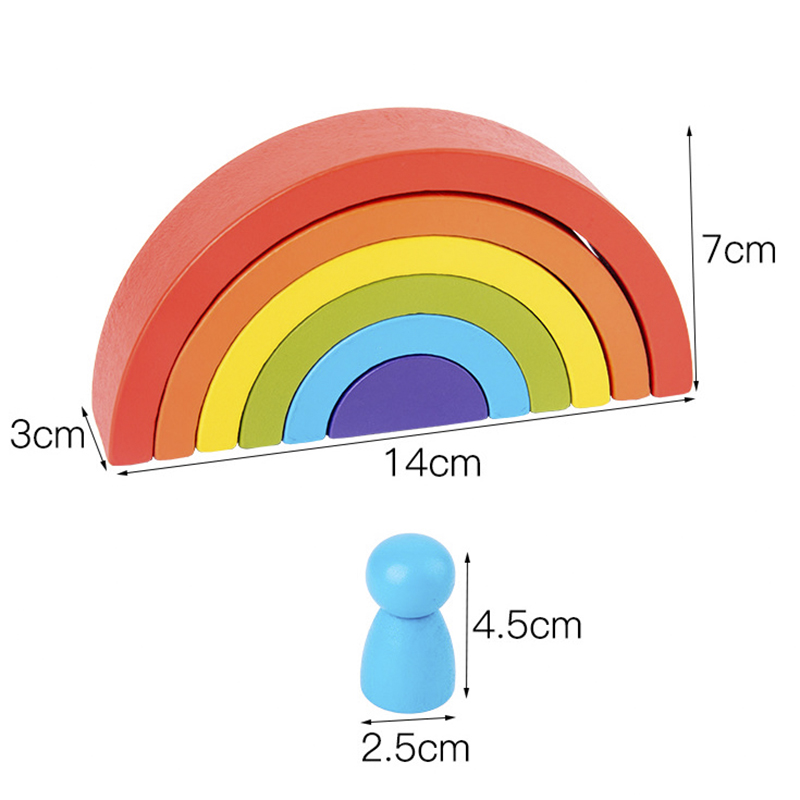 4.5cm Wooden Blocks Toys Arched Stacking Rainbow Blocks