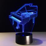 Piano 7 Colors Change 3D LED Night Light with Remote Control Ideal For Birthday