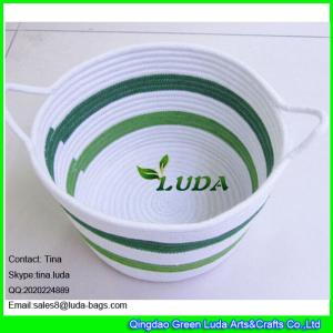 Quality LUDA fabric cotton cord woven baskets striped storage bin in home wholesale