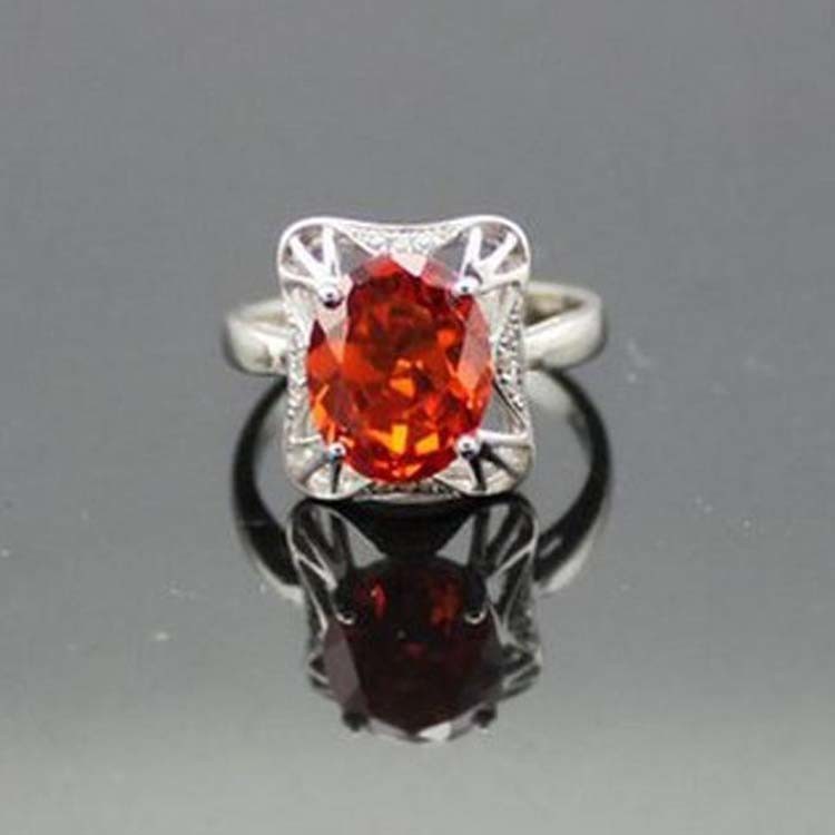 925 Sterling Silver Oval Purple Cubic Zircon Ring (F08)