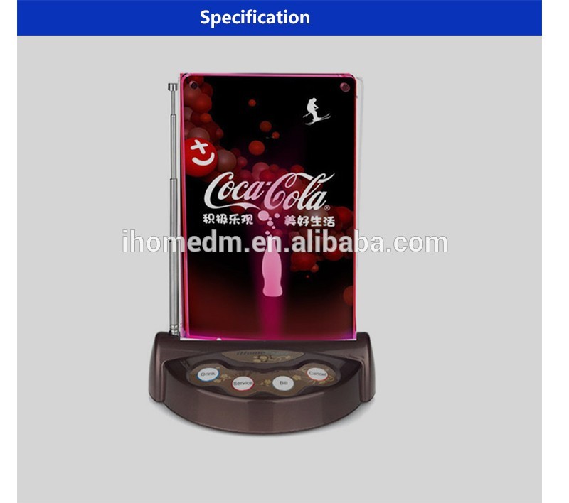 wireless restaurant pager system 4 button caller, service,bill,drink,cancel or customized content