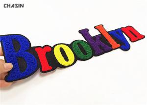 Quality Custom Colorful Letters Chenille Embroidery Patches Black Felt Background wholesale