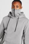 OEM 65% Cotton Streetwear Pullover Hoodies Embroidery With Facemask