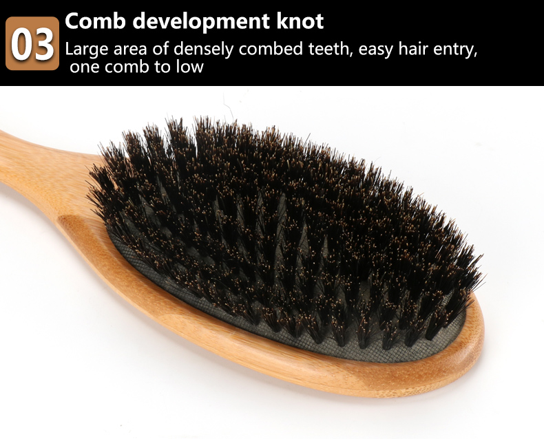 Customizable Logo Wooden Boar Bristle Hair Brush For Women Thick Long Hair Set