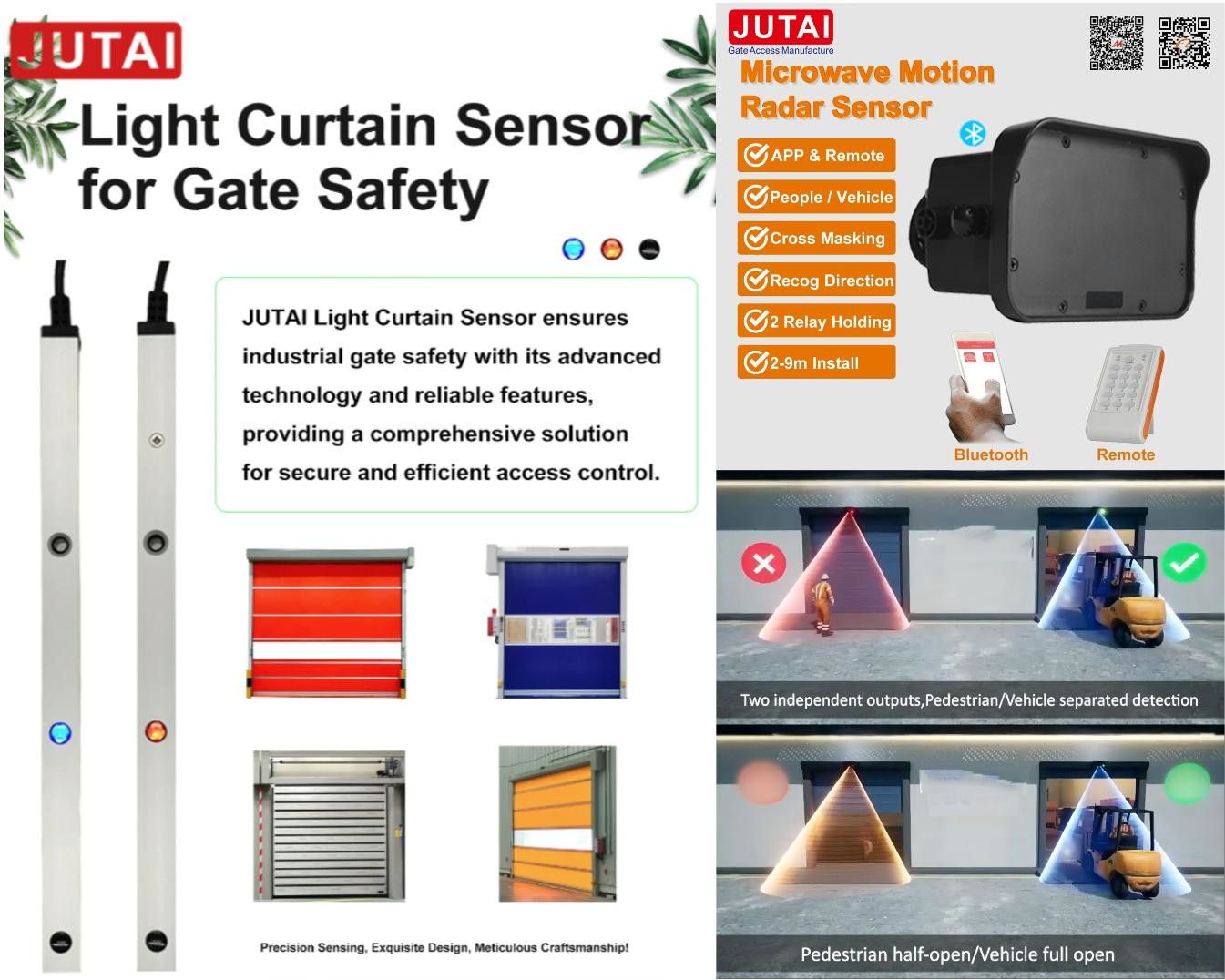 1 Meter Safety Light Curtain With Blanking Fast Response Time For High-Speed Sectional Doors