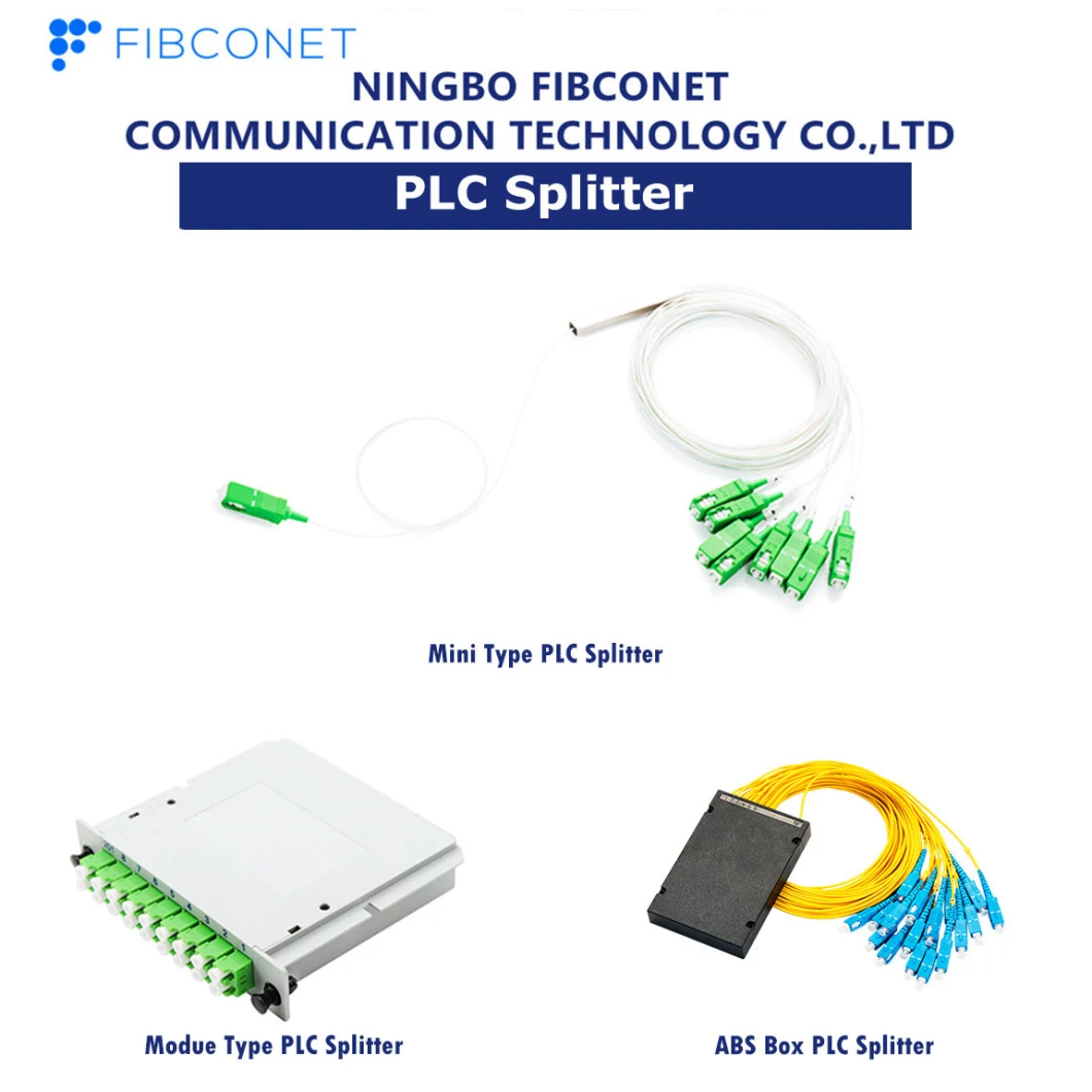 1X8 1X16 optical fiber PLC splitter box sc upc plc ABS box type optical fiber PLC splitter