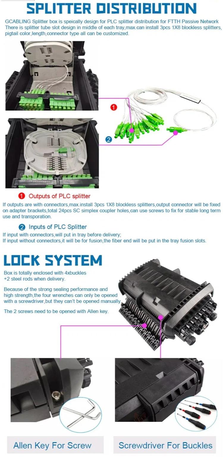 16 Ports IP68 Waterproof FTTX FTTH Fiber Distribution Box for Optical Communication