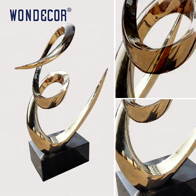 Modern Metal Art Craft Abstract Twisted Ribbon Decoration Stainless Steel Sculpture