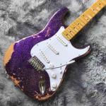 Custom Aged Strat Electric Guitar in Purple