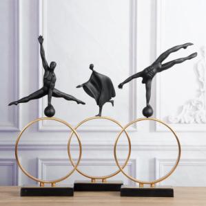 Quality Custom Unique Gold Metal with Black Art Sports People Decorative Tabletop Crafts wholesale