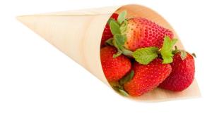 Quality 240mm Food Container Disposable Serving Cone Pine Wooden for chip wholesale