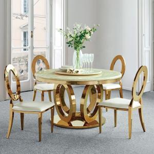 Quality QIANCHENG Anti Oxidation SS Dining Tables Dia130x75cm Round Marble Top wholesale