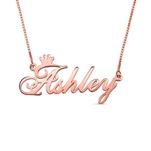 Quality 0.07oz 1.8ft Custom Silver Necklaces OEM unisex Rose Gold Crown Necklace wholesale