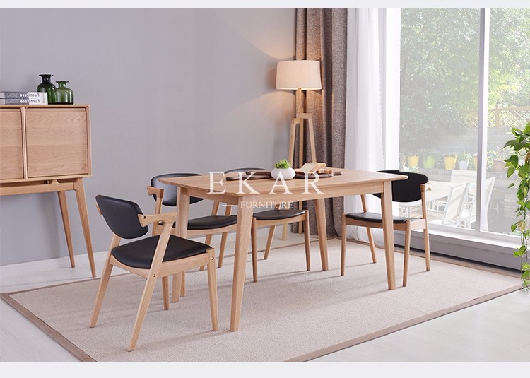 For Home Hotel Furniture Black Leather Wooden Wood Chair Restaurant Dining