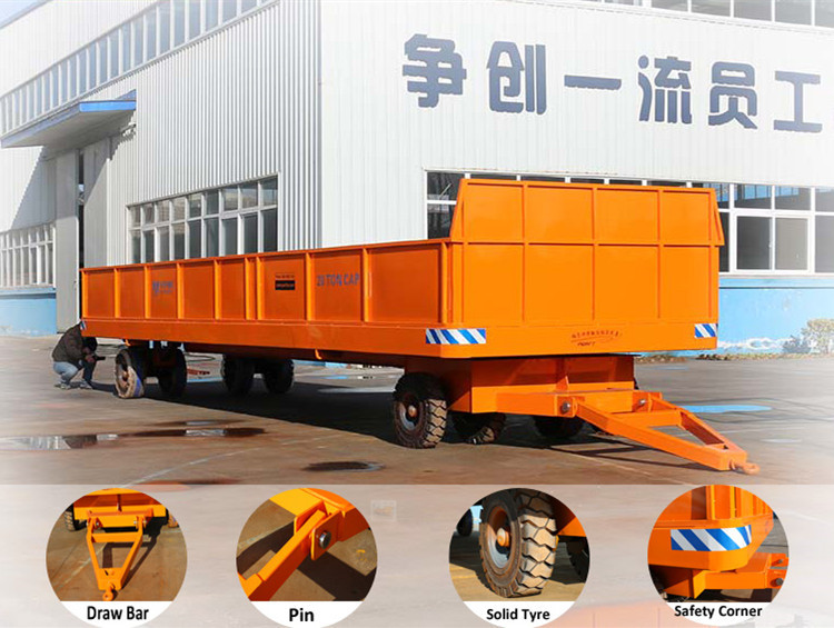 Non-power towed Heavy Duty Plant Trailer-50t Flat Transfer Trolley