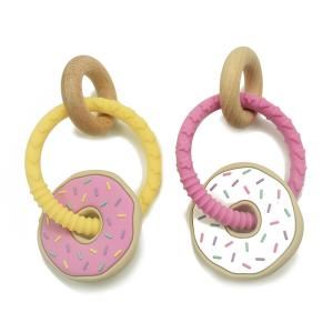 Quality Laser Logo Silicone Wood Teether Infant Baby BPA Free Nursing Bracelet wholesale
