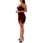 Fashion Wholesale Ladies Sling Dress Elegant Customized Women V Neck Split Hem