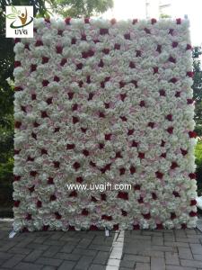 Quality UVG summer outdoor ivory artificial flower wall wedding backdrop for stage decoration CHR1136 wholesale