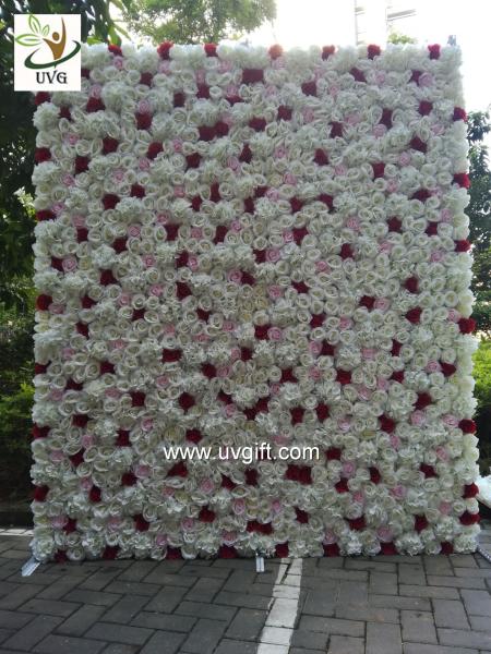UVG summer outdoor ivory artificial flower wall wedding backdrop for stage