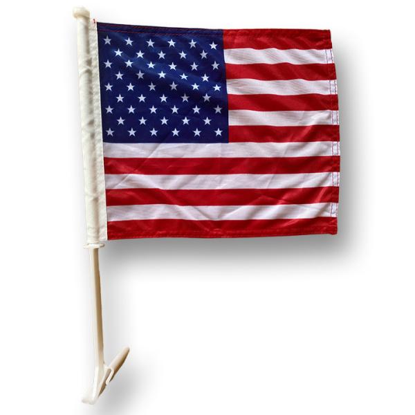 Knitted Polyester 12 X 18" USA Car Flags Sports Events Auto Dealerships