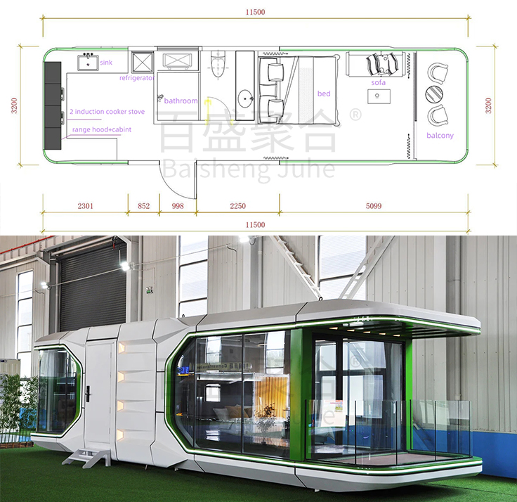 5M End Mobile Container House for Luxury Soundproof Hotel and Villa Accommodations