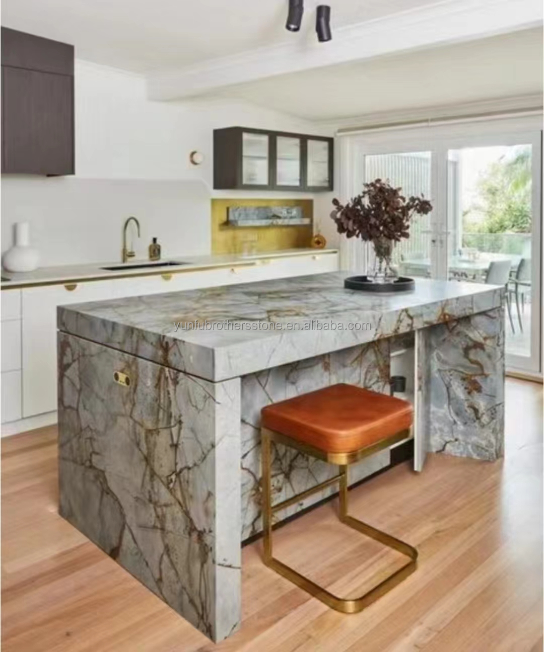 Blue Roma Quartzite Big Slab Suitable for Hotel Interior Wall and Kitchen Countertop