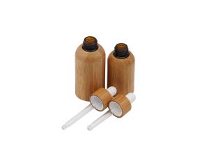 Quality Bamboo 100ml Essential Oil Bottle 50ml Cosmetic Glass Inner Dropper wholesale