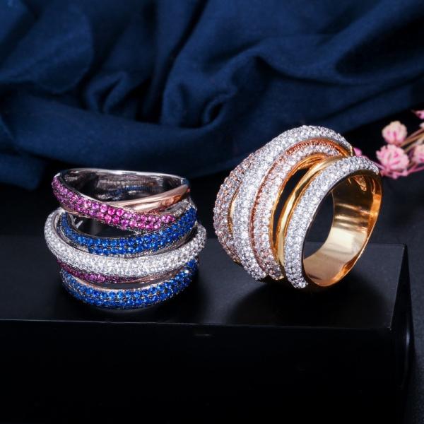 Hot Sale charms Ring 925 Rings For Women Blue Zircon Sparkle Ring Wedding Crown