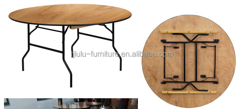 Outdoor Rectangular Solid Wood Banquet Wedding Hotel Folding Dining Tables in Modern Design for Weddings and Hotels