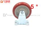 Red Industrial Caster Wheels 3 / 4 / 5 Inch PU Flat Panel Without Brake